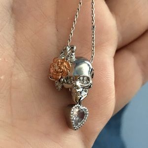 NWT Plated Charmed Aroma skull necklace